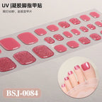 26Tips French Leopard Print UV Gel Toenail Sticker Bronzing Dye Gradient Cross-border Semi Baked Gel Nail Sticker UV Lamp Needed