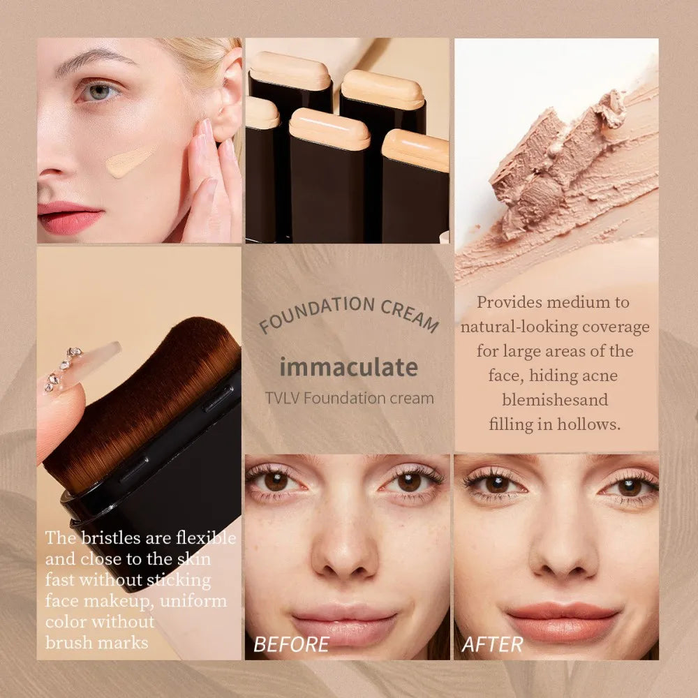 TVLV eraser foundation make-up stick 20g,with brush to brighten skin liquid foundation,non-marking,long-lasting makeup concealer