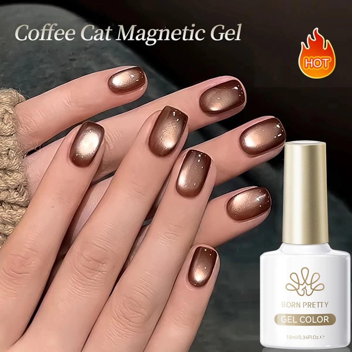 BORN PRETTY 10ml Dark Red Cat Magnetic Gel Nail Polish for Winter Nails DIY Jelly Glass Silver-Light Varnis Semi Permanent