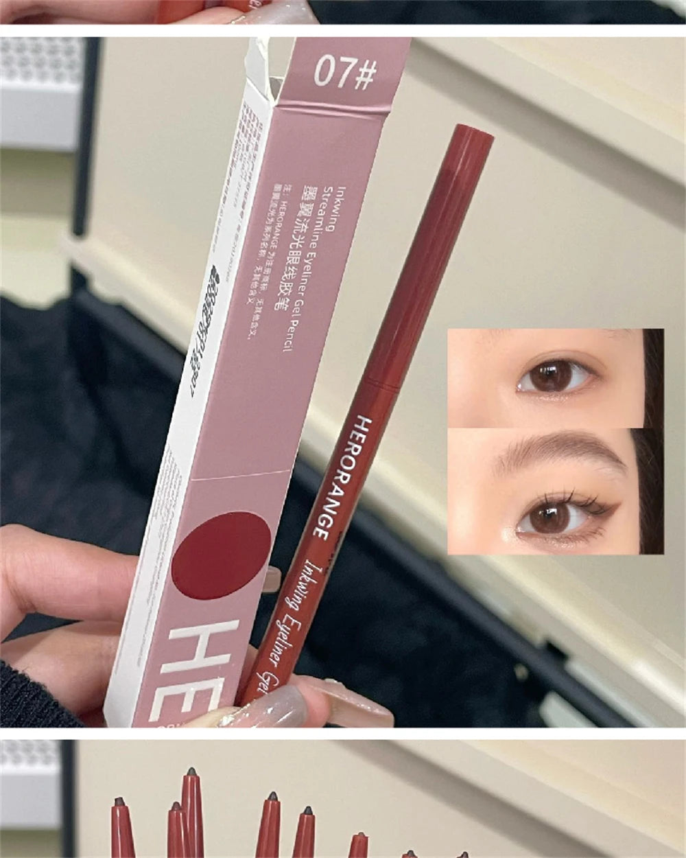 12 Colors Eyeliner Pencil Waterproof Long-lasting Orange Black Brown Easy Wearing Eyeshadow Contour Stick Lying silkworm Makeup