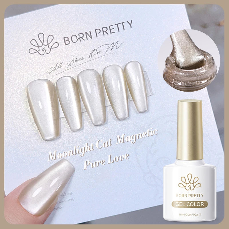 BORN PRETTY 10ml Dark Red Cat Magnetic Gel Nail Polish for Winter Nails DIY Jelly Glass Silver-Light Varnis Semi Permanent