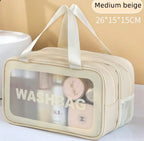 Dry-wet separation double transparent PU makeup bag portable washing bag cosmetic storage bag travel fitness swimming essentials