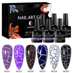 6pc Crackle Gel Nail Polish Set Quick Dry Nail Supplies Varnishes Hybrid Semi Permanent Soak Off Manicure for Nails Design