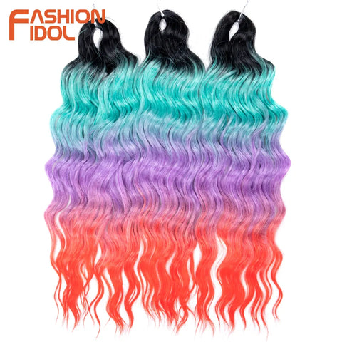 Anna Hair Synthetic Loose Deep Wave Braiding Hair Extensions 24 Inch Water Wave Braid Hair Ombre Blonde Twist Crochet Curly Hair