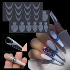 12 Pieces Crystal Nail Molds French Nail Stickers No Frosting No Paper Holder Reusable for French Manicure Extension Tool