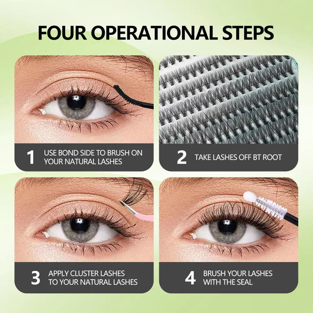 New 624 Cluster Lashes Kit 5D Fluffy Thick Eyelash Extension Kit Volume Mixed Tray Faux Mink Lashes Lash Extension DIY Kit ﻿