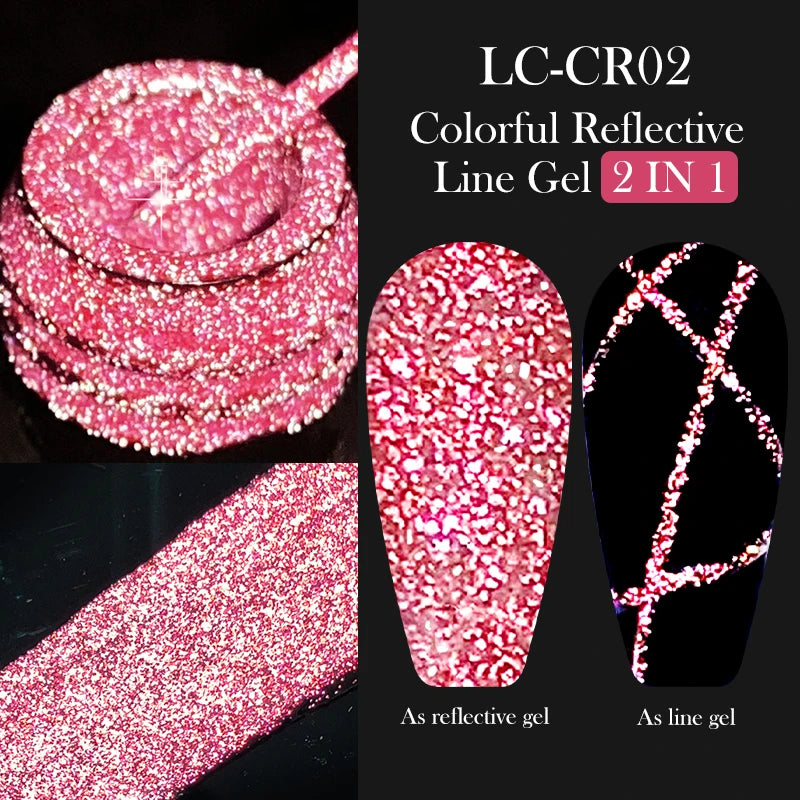LILYCUTE 5ML Metallic Painting Liner Gel Nail Polish Super Bright Gold Silver Mirror Drawing Gel Semi Permanent Line French Nail