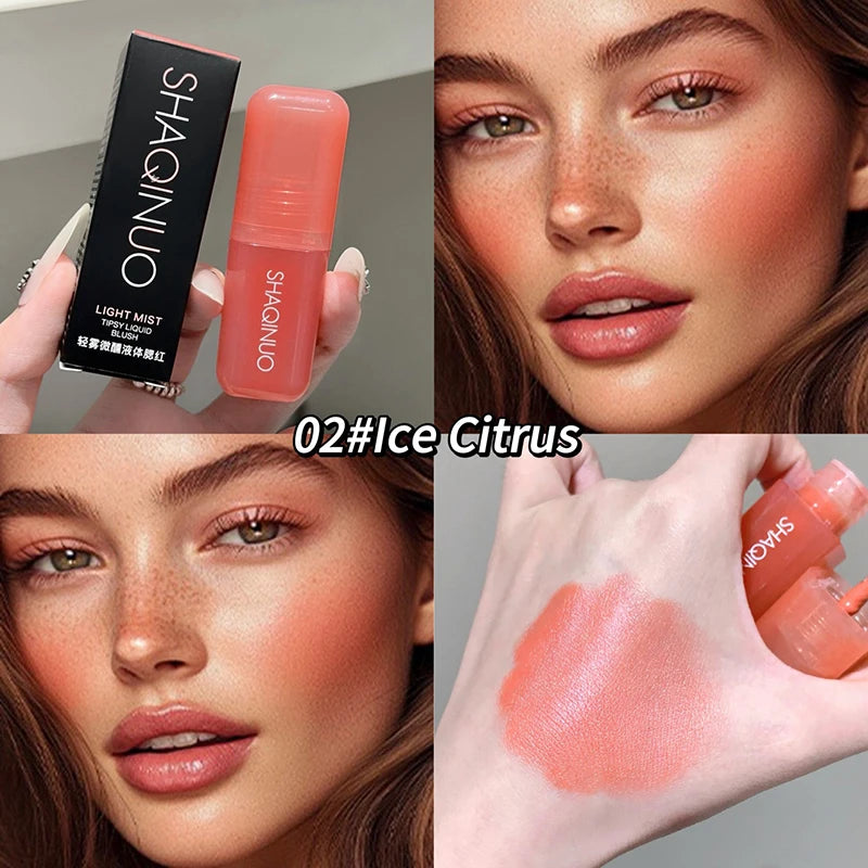 Soft Matte Liquid Blush SHAQINUO Makeup Waterproof Brighten Natural Rouge Peach Pink Violet Jelly Blusher Face Makeup Cosmetics