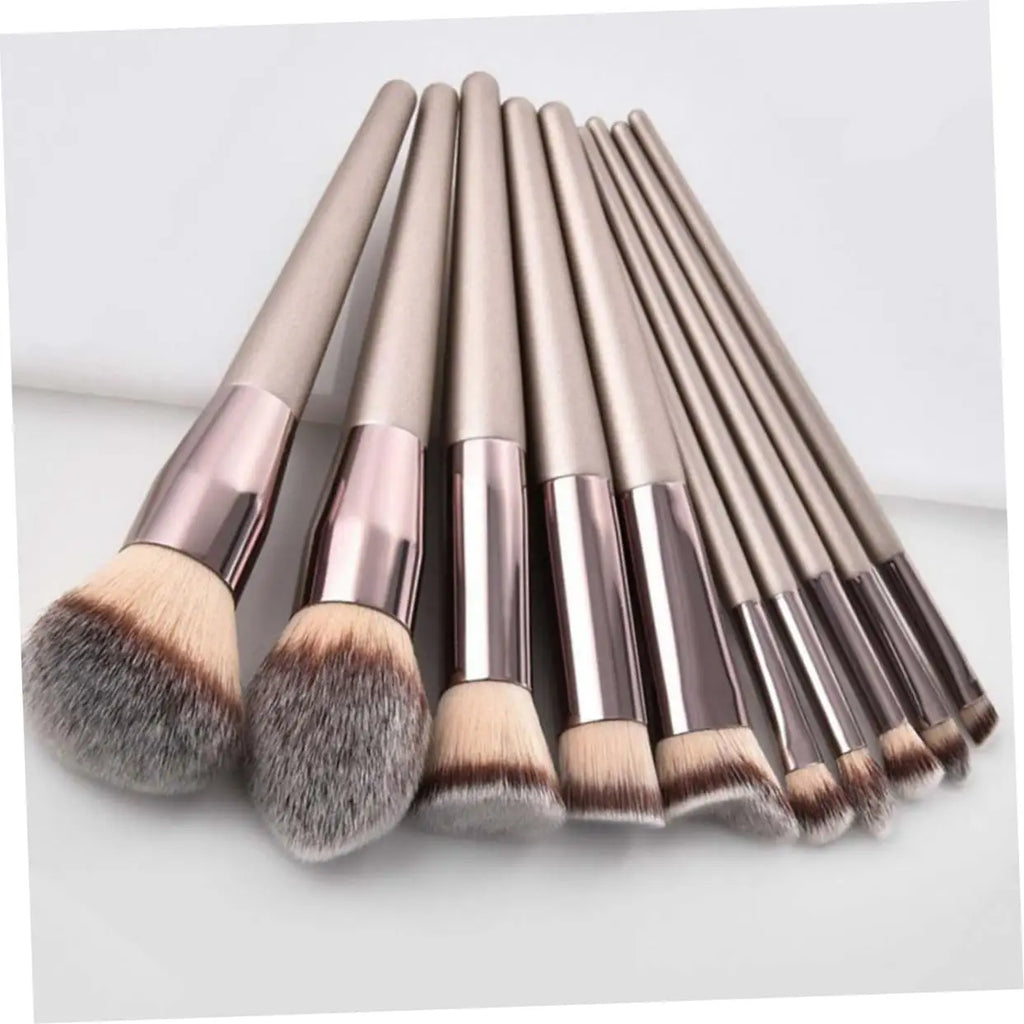 10PCS Vegan Brush Set - Air Cushion Nylon Bristles for Foundation/Contour/Eyeshadow (Beginners/Pros)