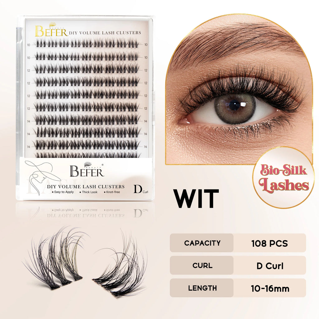 Befer 144pcs Lash Clusters 3D Natural Fluffy Cluster Lashes DIY Lash Extension 10-16mm Hight Quality Soft Super Thin Band Makeup