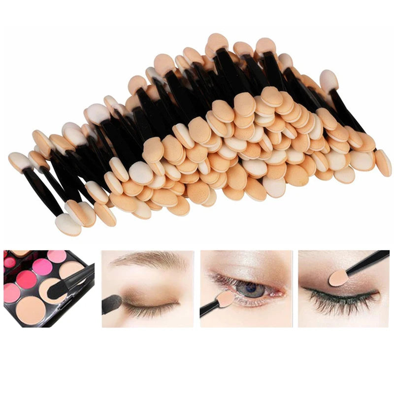 5/30/50/100pcs Make up Eye Shadow Brushes Beauty Makeup Tool Reusable Dual Sided Sponge Stick Portable Applicator Accessories