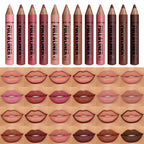 Matte Lip Liner, Lipstick, Wooden Pen Can Be Cut, Lip Liner Lasts for A Long Time,Does Not Stick To The Cup,Does Not Fade