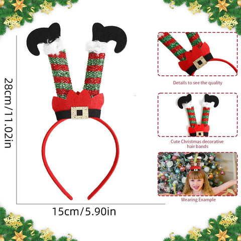 New Christmas Headwear Funny Deer Antlers Headpiece Santa Claus Hair Headband Happy New Year Merry Christmas Hair Accessories