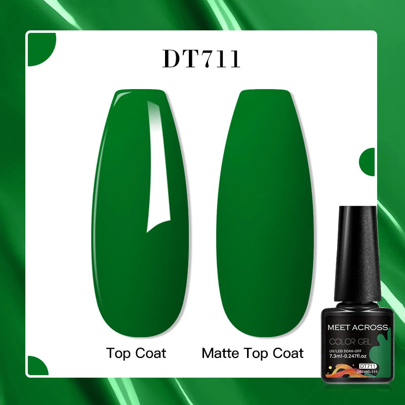 MEET ACROSS 8 Colors Mirror Gel Nail Polish Long-lasting Quick-drying Metallic Gold Silver Red Semi Permanent Varnish Nail Art