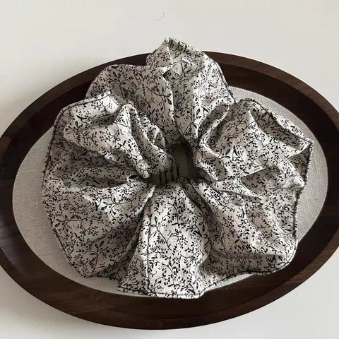 korea fashion Leopard print oversized scrunchie for women elastic big hair tie girls black hair rubber bands Retro hair rope