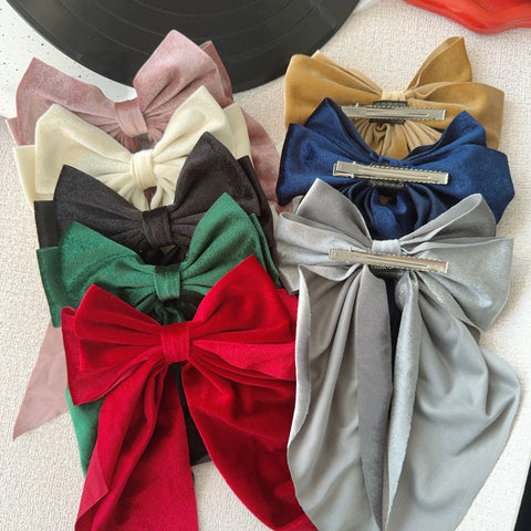 Christmas ins Velvet Bow Hair Clip temperament Women Fashion Solid Bowknot Satin Hairpin Girls Ponytail Clip Hair Accessories