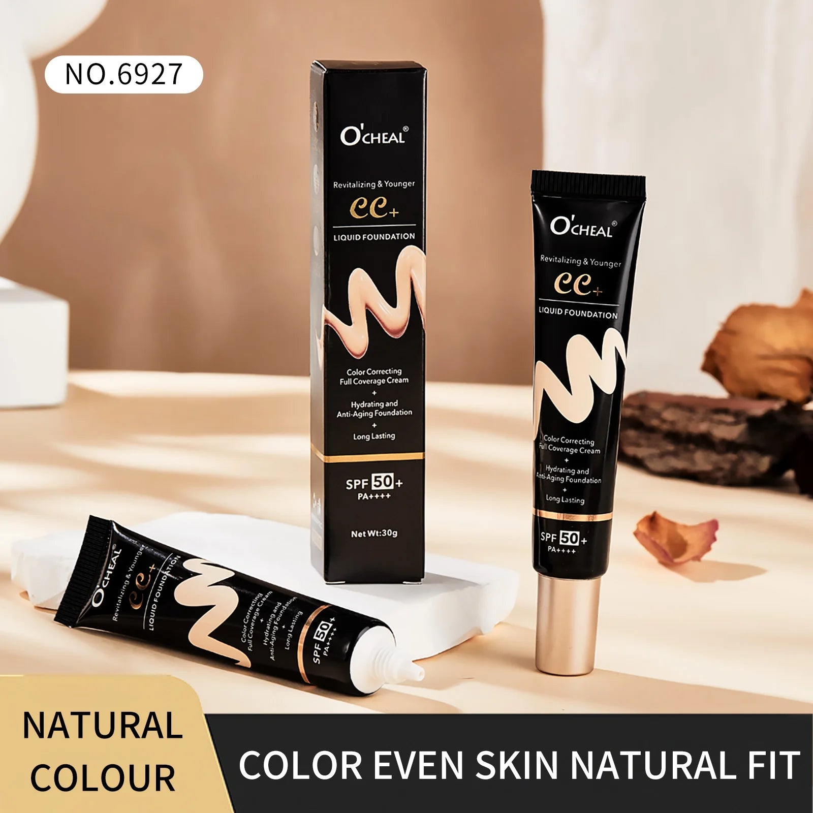 Ocheal 30g BB/CC sunscreen Cream SPF 50/PA+++ Facial Liquid Foundation Cream Anti-Aging Long Lasting Full Coverage Cream Powder