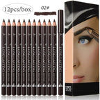 6/12Pcs Eye Brow Pencil Waterproof Professional Women Eye Makeup Pen Easy Color Natural Black Cosmetic Beauty Eyebrow Tool