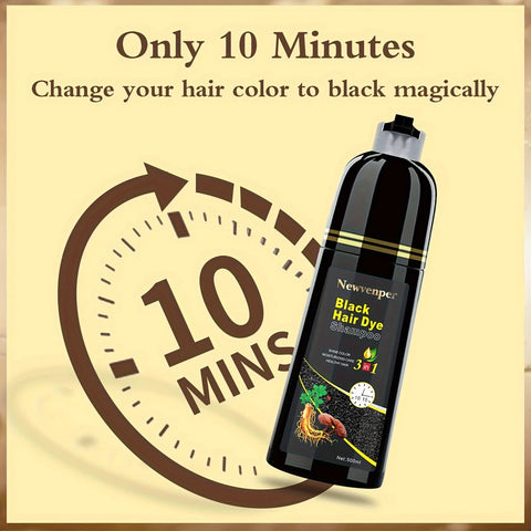 500ML/14.9 Fl.oz Black Hair Dye shampoo Coloring in Minutes Natural & Long Lasting Hair Dye Shampoo  Men & Women Hair turn Black