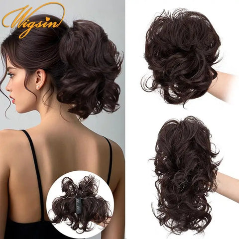 WIGSIN Synthetic Elegant Versatile Curly Ponytail Claw Clip In Hair Extension Adjustable Suitable Easy to Wear For Any Occasion