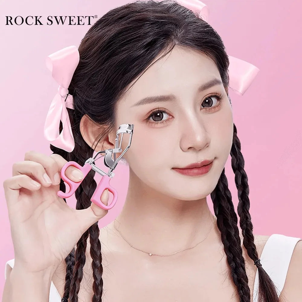Rock Sweet Portable Eyelash Curler Stainless Steel Long Lasting Comfort Grip Eyelash Curler with Free Refill Pads