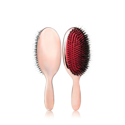 Luxury Gold And Silver Color Boar Bristle Paddle Hair Brush Oval Hair Brush Anti Static Hair Comb Hairdressing Massage Comb