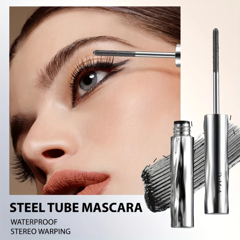 Steel Tube Mascara - Volumizing & Lengthening 3D Curling Eyelash Iron Mascara,Smudge-Proof Lasting Lashes Primer Makeup Beginner