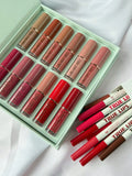 12pcs Matte Liquid Lipstick Set with 12pcs Lip Liners Non-Sticky Cup Lip Gloss Gift Box Lip Care Friendly