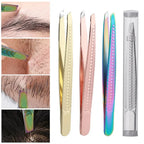 Lash Applicator Eyebrow Tweezer  Multifunctal Eyelash Clip Beard Hair Remove Stainless Steel Makeup Tools Slanted Flat Tip