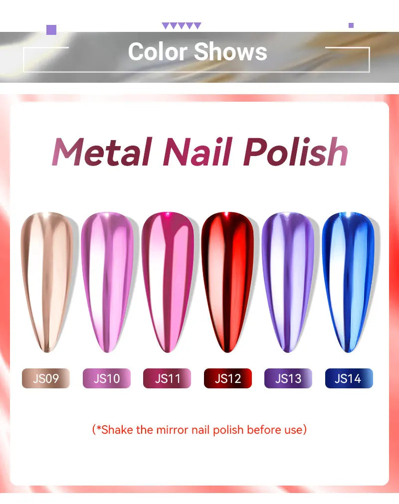 LILYCUTE 7ml  Mirror Metallic Nail Polish No Need of UV LED Lamp Nail Supplies Vernis Red Purple Mirror Effect for Nails