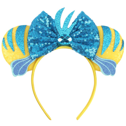 Disney Mickey 3.3"Velvet Ears Headband For Girls Soft Bow Hairband Halloween Festival Party Christmas DIY Hair Accessories
