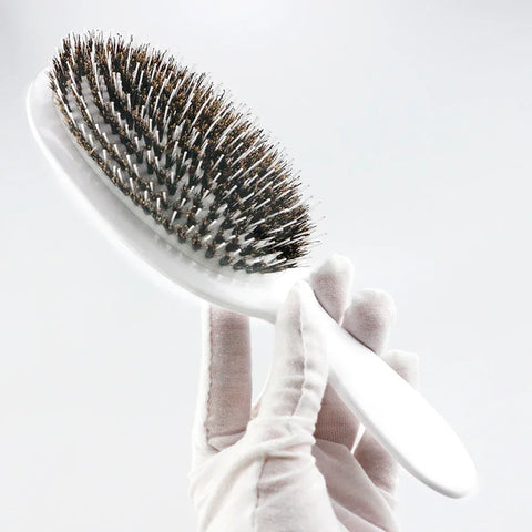 Luxury Gold And Silver Color Boar Bristle Paddle Hair Brush Oval Hair Brush Anti Static Hair Comb Hairdressing Massage Comb