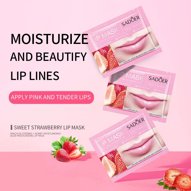 Collagen Lip Mask Strawberry Lip Sleeping Mask Moisturizing Hydrating Lip Balm Nourishing Lip Patches Lip Skin Care Products