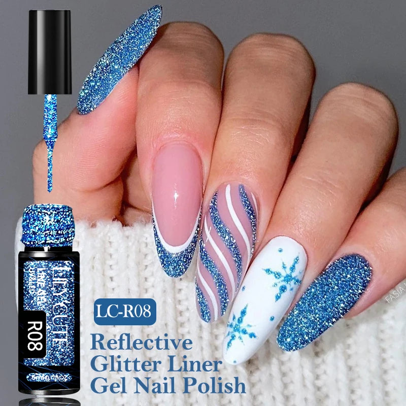 LILYCUTE 5ml Super Bright Silver Metallic Painting Liner Gel Nail Polish Drawing Stripe Graffiti Mirror Pull Line UV Gel Varnish
