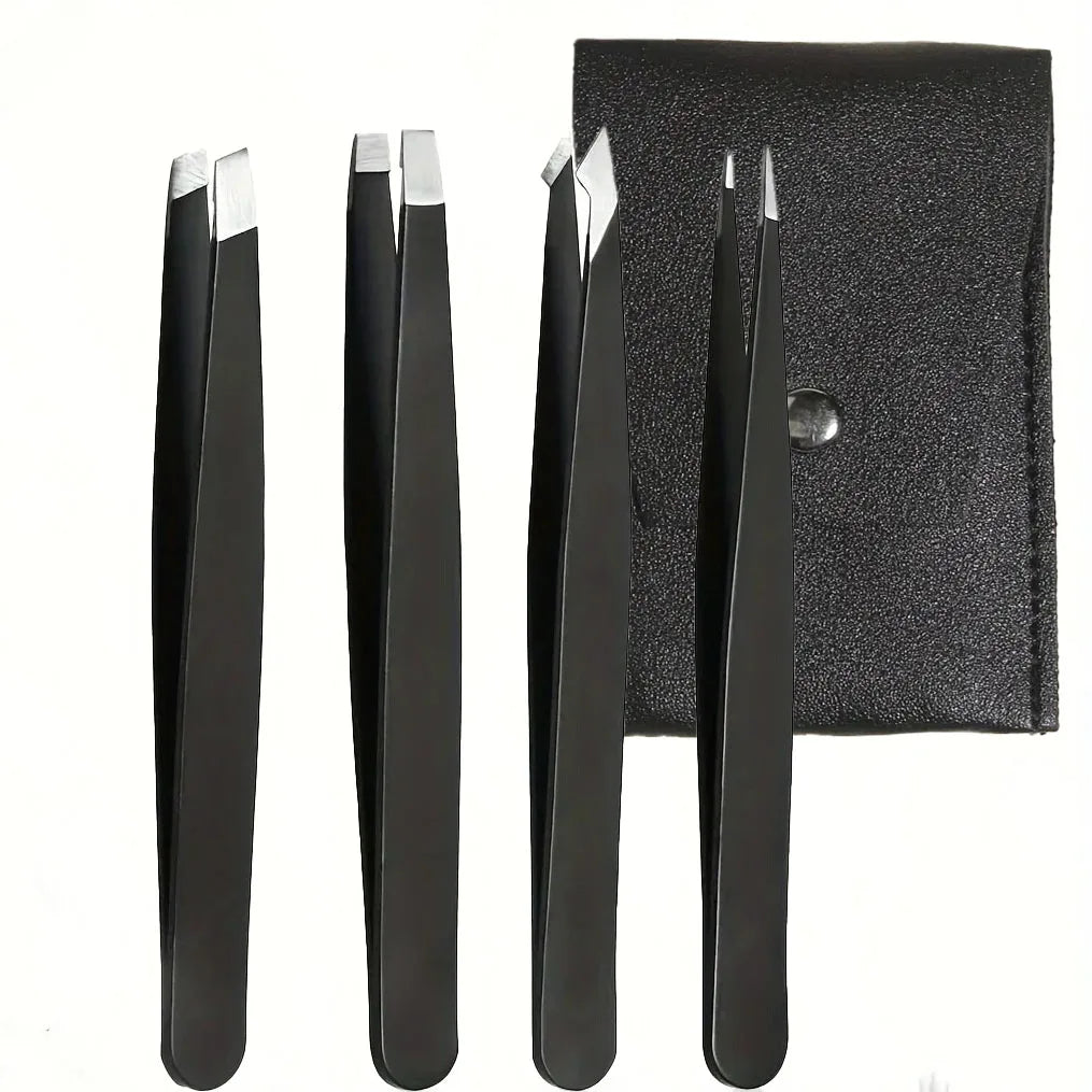 4/6/7pcs Professional Facial Hair Removal Grooming Set with Curved Scissors, Eyebrow Tweezers, Lash Brush, Eyebrow Clip Eyelash