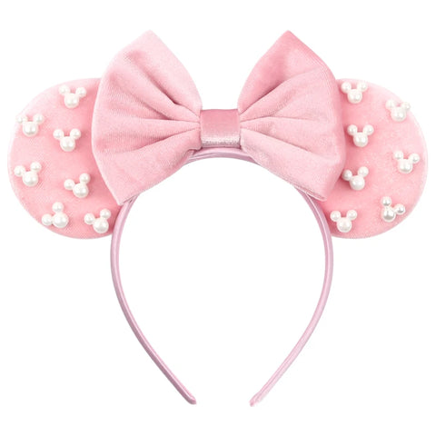 Disney Mickey 3.3"Velvet Ears Headband For Girls Soft Bow Hairband Halloween Festival Party Christmas DIY Hair Accessories