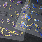 Nails Stickers Purple Blue Brown Ink Design Decals Gold Decorations Art Self-Adhesive Holographic Gel Slider Manicure Supplies