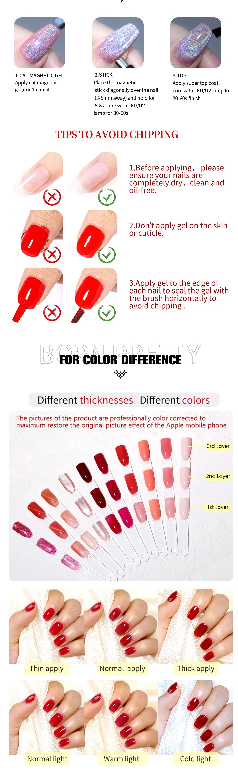 BORN PRETTY 10ml Pink Glass Bead Cat Magnetic Gel Nail Polish Spring Moonlight Jelly Crystal Semi Permanent Soak Off Manicure