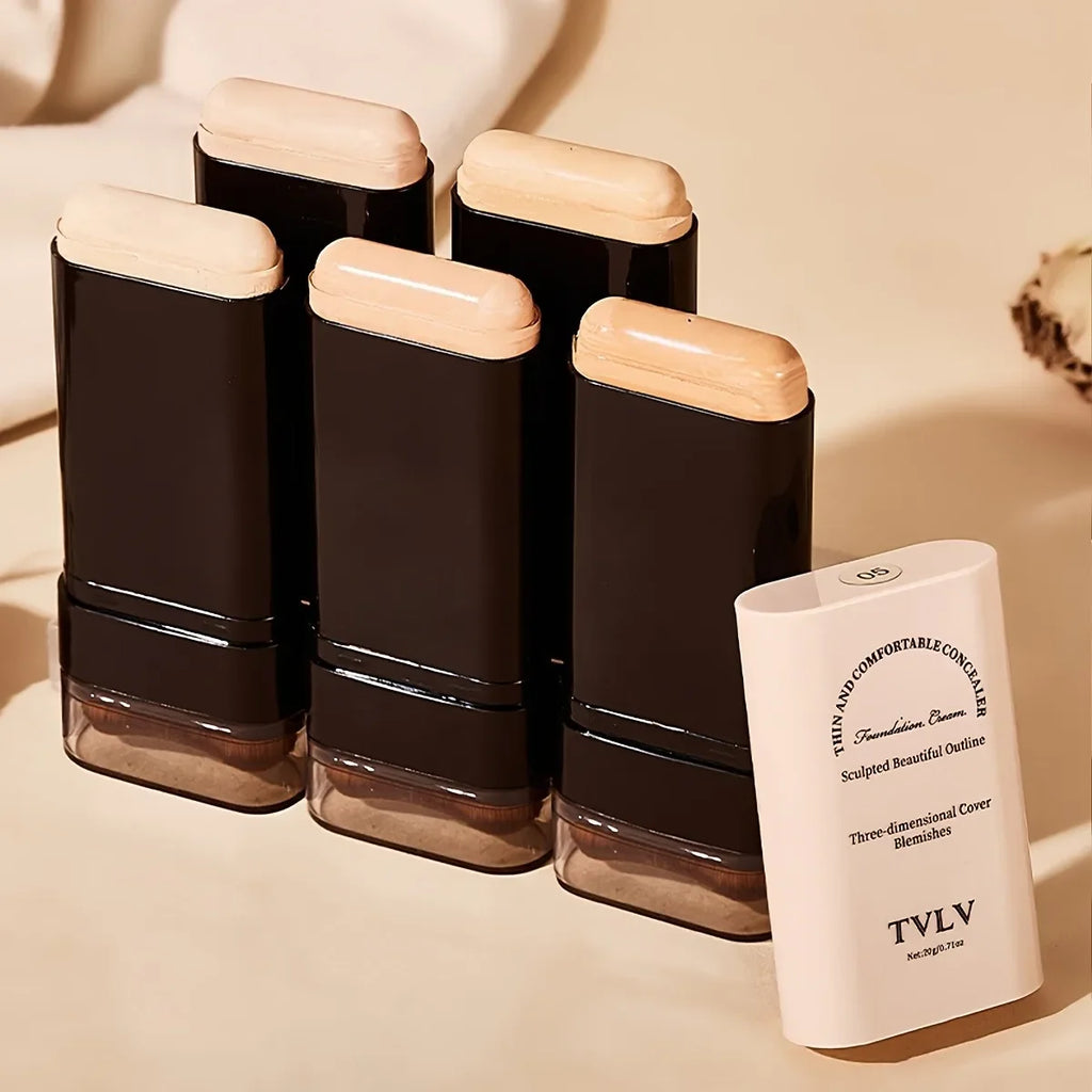 TVLV Velvet Moist Light Eraser Foundation Stick with brush Long-Lasting Flawless Concealer Cream Makeup for Face Beauty Cosmetic