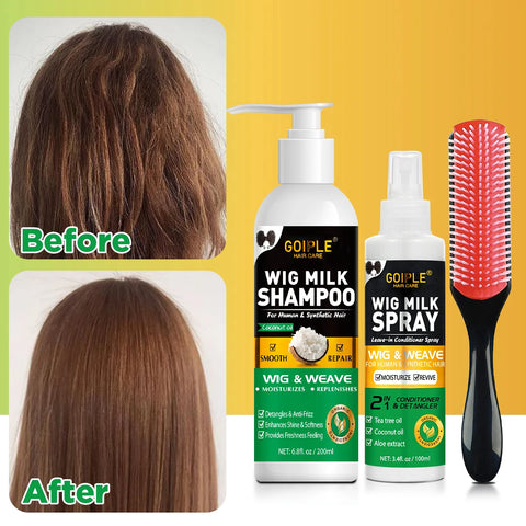 2 In 1 Wig Shampoo and Leave-in Conditioner Wig Care Solution Detangle Spray Anti-Frizz Moisturizes & Revitalizes Synthetic Wigs