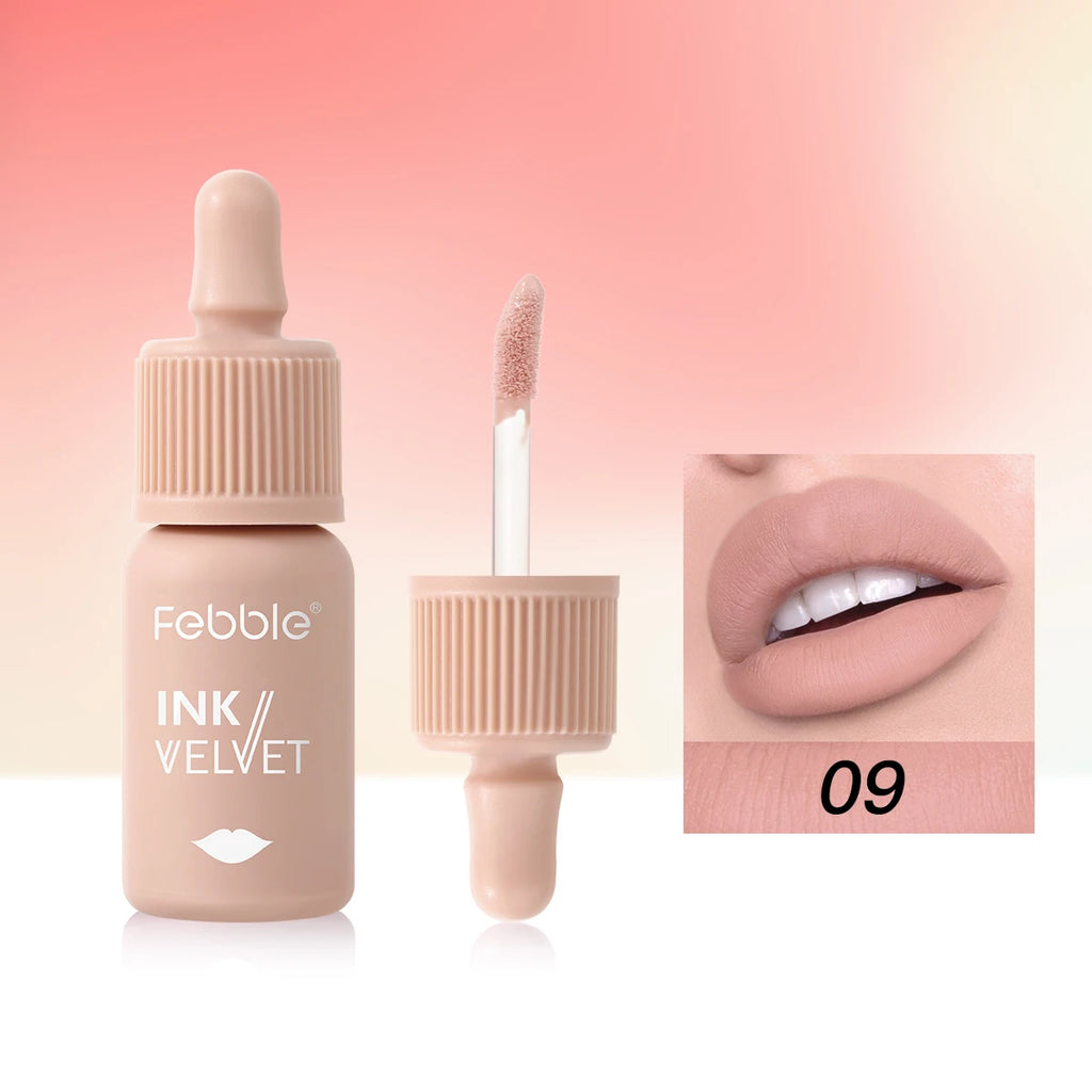 Febble 12 Color Ink Lip Gloss Matte Nude Velvet Liquid Lipstick Multifunctional Long-lasting Lip Cosmetics for Women & Girls