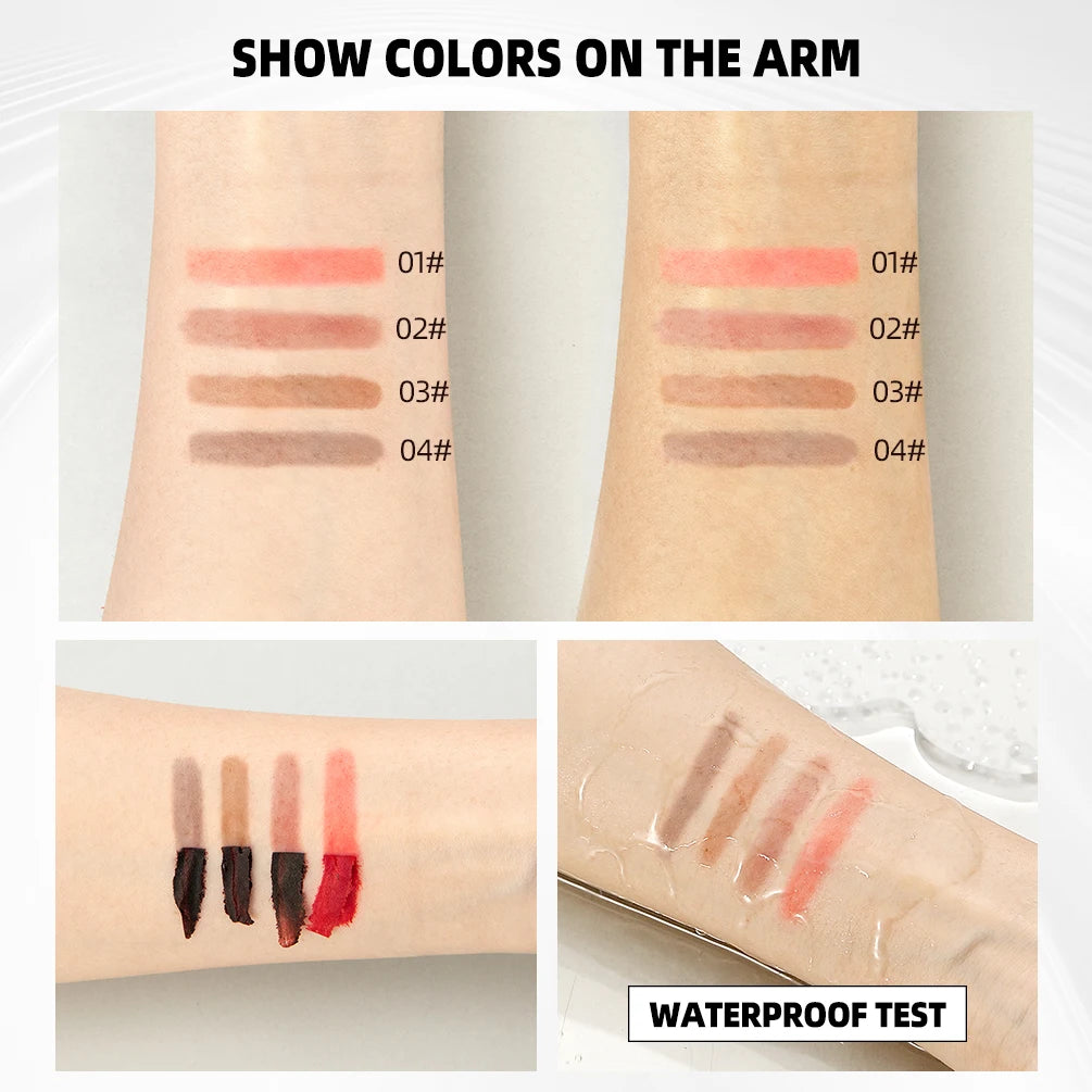 QIBEST Lipliner Peel Off Tattoo Lipgloss Waterproof Long Lasting Matte Lip Tint Brown Contour Tear-off Lip Stain Cosmetics