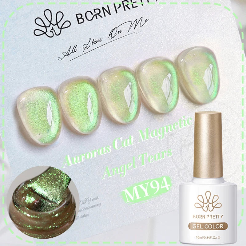 BORN PRETTY 10ml Dark Red Cat Magnetic Gel Nail Polish for Winter Nails DIY Jelly Glass Silver-Light Varnis Semi Permanent