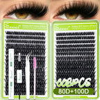 SEEUI DIY Cluster Lashes Kit Individual Lashes 3D Faux Mink Lashes Wispy Eyelash Extension Kit with Bond&Seal Lash Tweezer