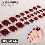 26Tips French Leopard Print UV Gel Toenail Sticker Bronzing Dye Gradient Cross-border Semi Baked Gel Nail Sticker UV Lamp Needed