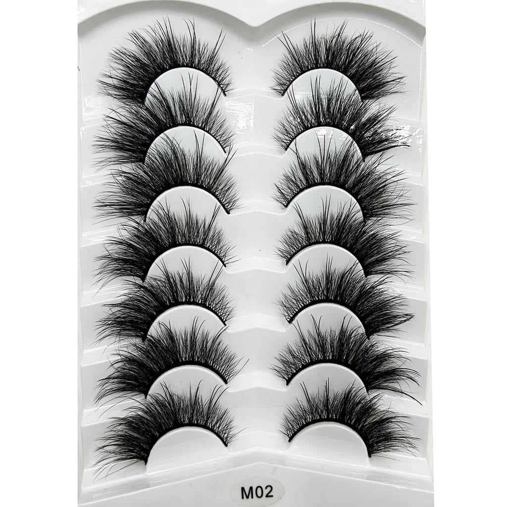 Natural 3D Mink False Eyelashes, Soft Wispy, Fluffy Eye Faux Lashes, Make Up Eyelash, Beauty Cat Cilios, 5 Pairs, 15 Styles