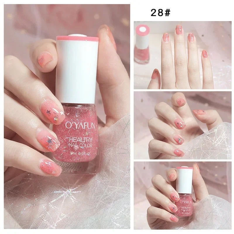 No-bake Nail Polish Nail Art Tearable Quick Dry Normal Without Lamp Nail Polish Glitter Sequins UV Varnish Nails Tools