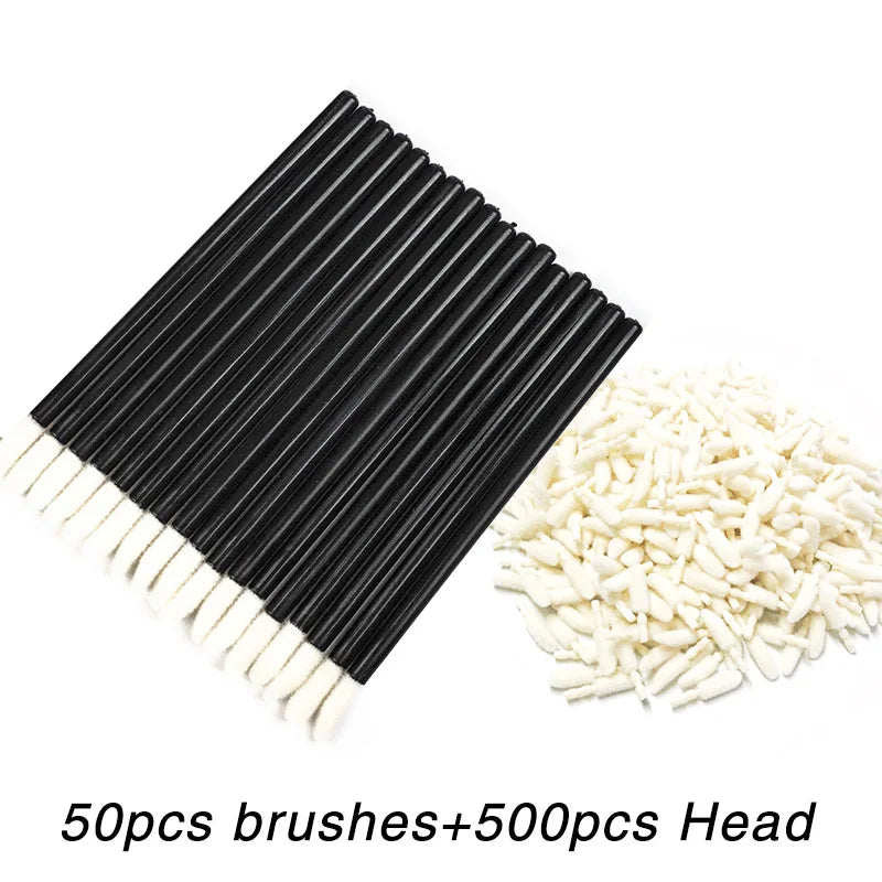 500pcs Disposable Lip Brush Cotton Head Replacement Head for Lipstick Applicator Makeup Tool For Eyelashes Extension