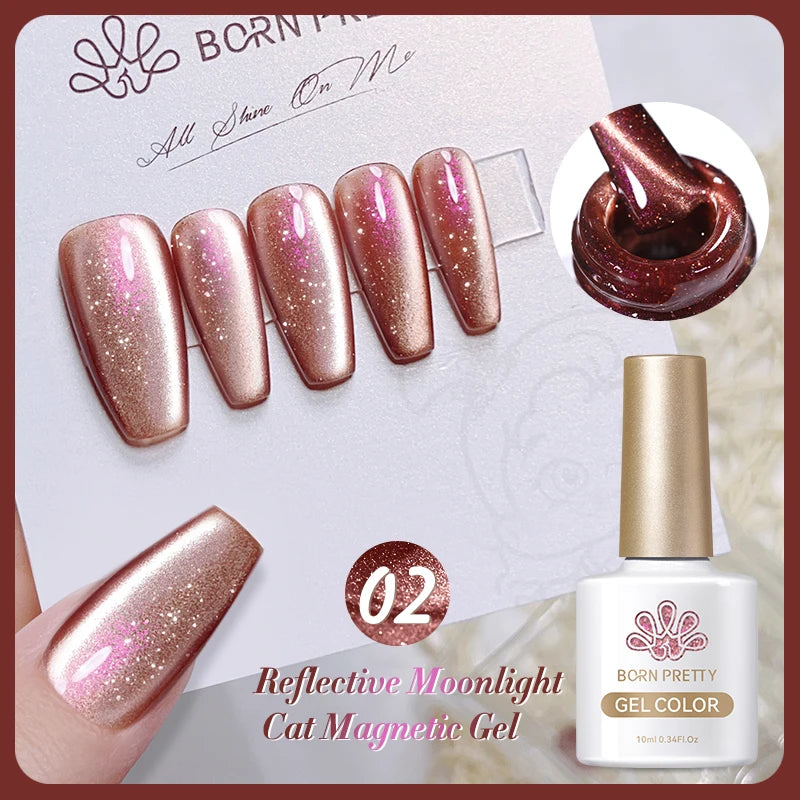 BORN PRETTY 10ml Dark Red Cat Magnetic Gel Nail Polish for Winter Nails DIY Jelly Glass Silver-Light Varnis Semi Permanent