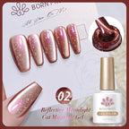 BORN PRETTY 10ml Dark Red Cat Magnetic Gel Nail Polish for Winter Nails DIY Jelly Glass Silver-Light Varnis Semi Permanent